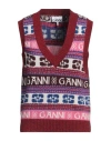Ganni Logo Jacquard Wool-blend Sweater Vest In Red