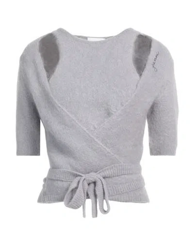 Ganni Woman Sweater Grey Size L Alpaca Wool, Polyamide, Virgin Wool, Elastane