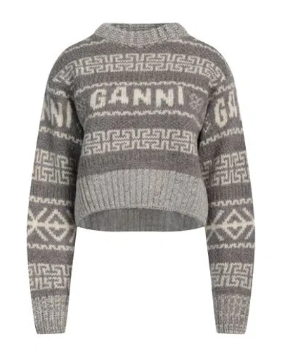 Ganni Woman Sweater Grey Size L Organic Wool