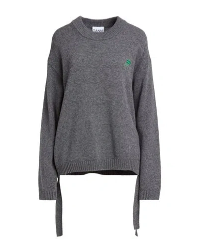 Ganni Woman Sweater Grey Size L/xl Wool, Viscose, Circulose Viscose In Gray