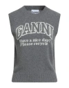 Ganni Graphic Wool Vest In Gray