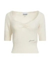 Ganni Woman Sweater Ivory Size L Alpaca Wool, Polyamide, Virgin Wool, Elastane In Neutral