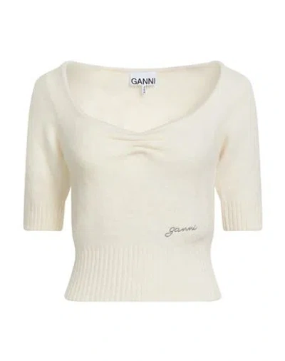 Ganni Woman Sweater Ivory Size L Alpaca Wool, Polyamide, Virgin Wool, Elastane In Neutral