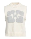 Ganni Woman Sweater Ivory Size M Wool, Recycled Wool, Recycled Polyacrylic, Polyamide, Metallic Fibe