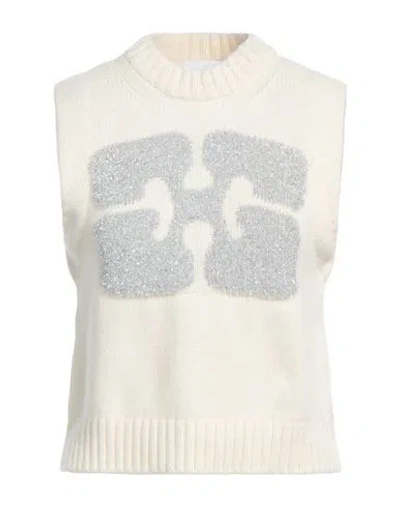 Ganni Woman Sweater Ivory Size M Wool, Recycled Wool, Recycled Polyacrylic, Polyamide, Metallic Fibe