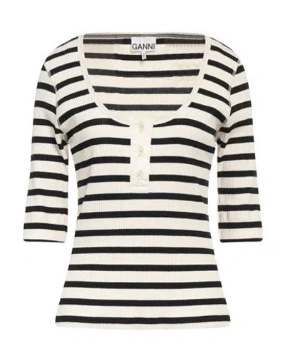 Ganni Woman Sweater Off White Size L Cotton, Modal, Elastane