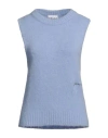 Ganni Logo-embroidered Alpaca-blend Vest In Blue