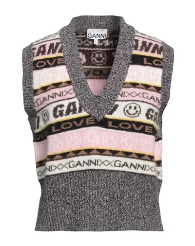 Ganni Woman Sweater Pink Size L Wool, Recycled Wool, Recycled Polyacrylic In Multi