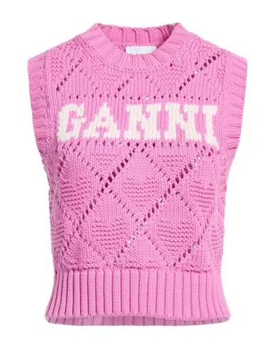 Ganni Woman Sweater Pink Size S Organic Cotton, Polyamide