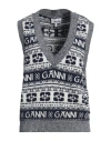 Ganni Logo-intarsia Knitted Vest In Blue