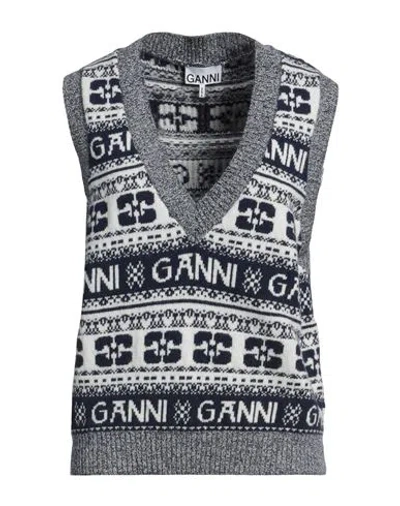 GANNI GANNI WOMAN SWEATER SLATE BLUE SIZE M WOOL, RECYCLED WOOL, RECYCLED POLYAMIDE