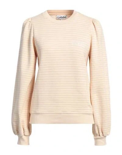 Ganni Woman Sweatshirt Beige Size L Organic Cotton, Lurex
