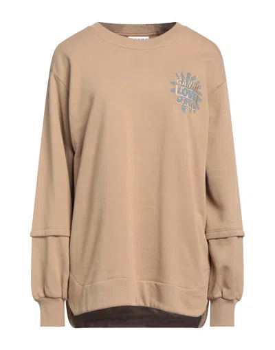 Ganni Sweatshirts In Beige