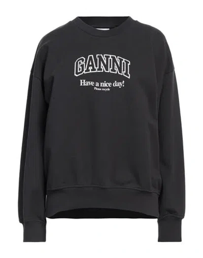 GANNI GANNI WOMAN SWEATSHIRT CHARCOAL SIZE XXS/XS ORGANIC COTTON