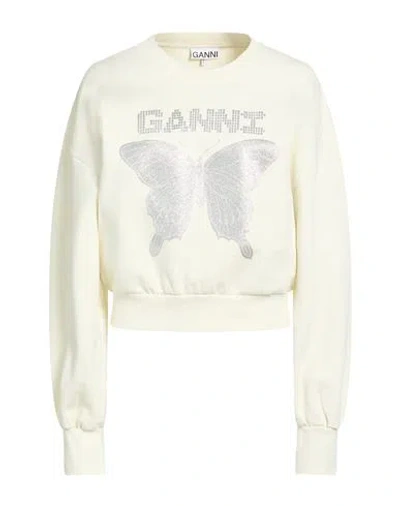 Ganni Woman Sweatshirt Cream Size M Organic Cotton In White