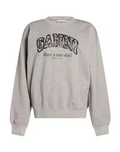 Ganni Woman Sweatshirt Grey Size S/m Organic Cotton In Gray