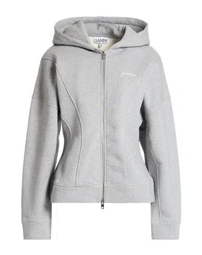 Ganni Woman Sweatshirt Light Grey Size L Organic Cotton In Gray