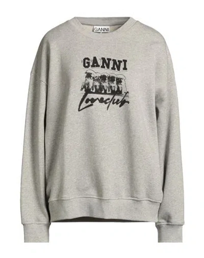 Ganni Woman Sweatshirt Light Grey Size Xxs/xs Organic Cotton In Gray