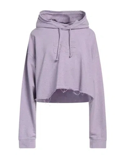 Ganni Cropped Organic Cotton Hoodie In Purple