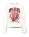 Ganni Woman Sweatshirt Off White Size Xs Organic Cotton In Off White