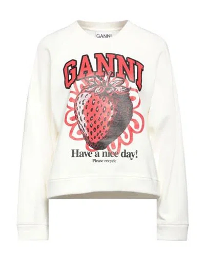 Ganni Woman Sweatshirt Off White Size Xs Organic Cotton