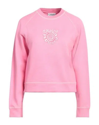 Ganni Woman Sweatshirt Pink Size Xxs Organic Cotton