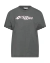Ganni Woman T-shirt Grey Size S Organic Cotton, Recycled Cotton In Grey