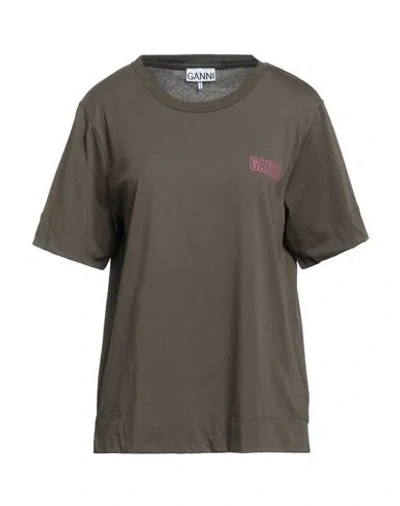 Ganni Woman T-shirt Military Green Size Xl Recycled Cotton, Recycled Polyester