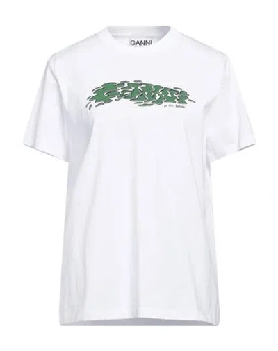 Ganni Woman T-shirt White Size L Organic Cotton, Recycled Cotton