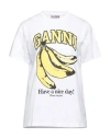 Ganni Woman T-shirt White Size Xxs Organic Cotton In White