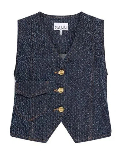 Ganni Woman Tailored Vest Blue Size 6 Organic Cotton