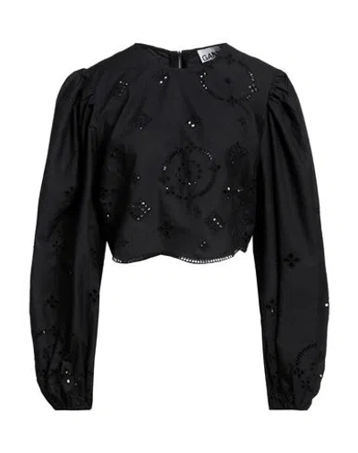 Ganni Woman Blouse Black Size 6 Organic Cotton