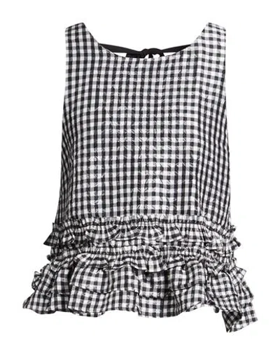 Ganni Woman Top Black Size 6 Recycled Polyester In White