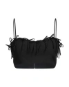 Ganni Bow-detailed Crepe Bra Top In Black