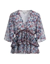 Ganni Pleated Blouse With Floral Motif In Red