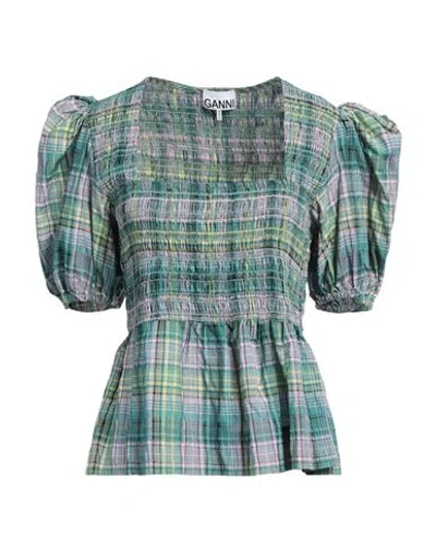 GANNI GANNI WOMAN TOP GREEN SIZE 6 COTTON, POLYESTER, POLYAMIDE