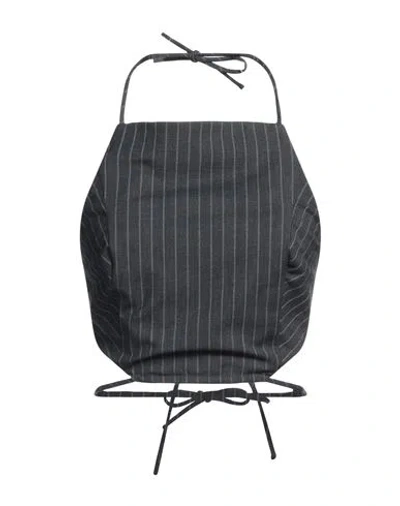 Ganni Pinstriped Open-back Crop Top In Grey