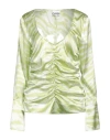 Shop Ganni Woman Top Light Green Size 10/12 Organic Silk, Elastane