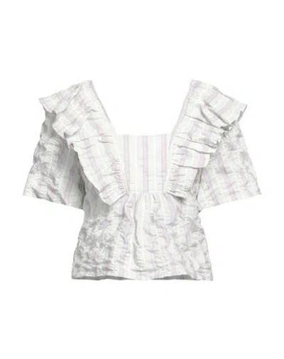 GANNI GANNI WOMAN TOP LIGHT GREEN SIZE 10/12 ORGANIC COTTON, POLYESTER, VISCOSE, ELASTANE