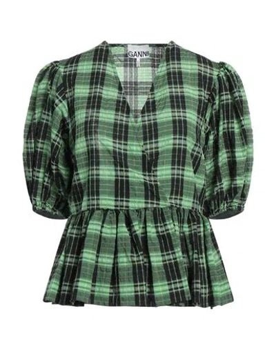 GANNI GANNI WOMAN TOP LIGHT GREEN SIZE 6 ORGANIC COTTON, RECYCLED POLYESTER, POLYAMIDE