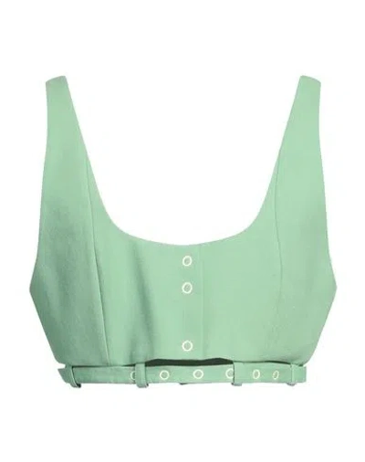 GANNI GANNI WOMAN TOP LIGHT GREEN SIZE 8/10 ORGANIC COTTON