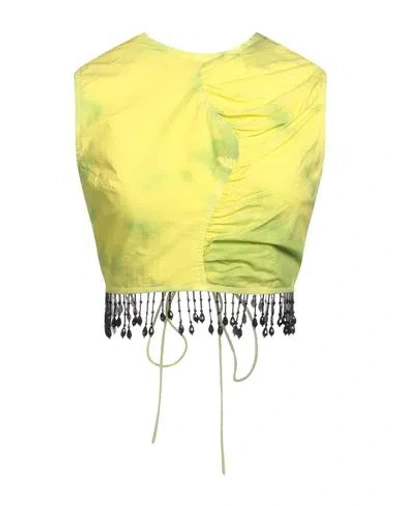 Ganni Woman Top Acid Green Size 4 Organic Cotton