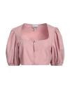 Ganni Cropped Oberteil Aus Webstoff In Pink