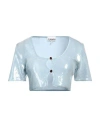 Ganni Woman Top Sky Blue Size 6 Recycled Polyester In Blue