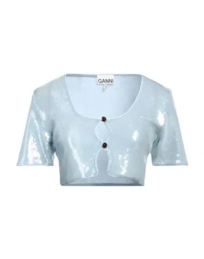 Ganni Woman Top Sky Blue Size 6 Recycled Polyester