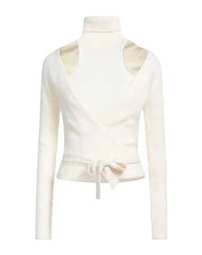 Ganni Woman Turtleneck Ivory Size L Alpaca Wool, Polyamide, Virgin Wool, Elastane In White