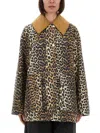 Ganni Long Sleeve Animal Print Jacket With Wide Collar In Animal Print