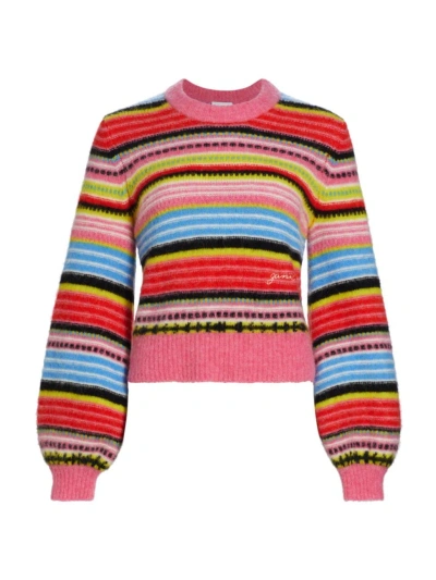Ganni Women's Alpaca-blend Striped Sweater In Multicolour