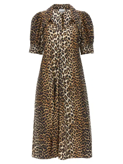 Ganni Women Animal Print Midi Dress