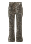 Ganni Leopard Print Cropped Jeans With Flared Hem In Animal Print